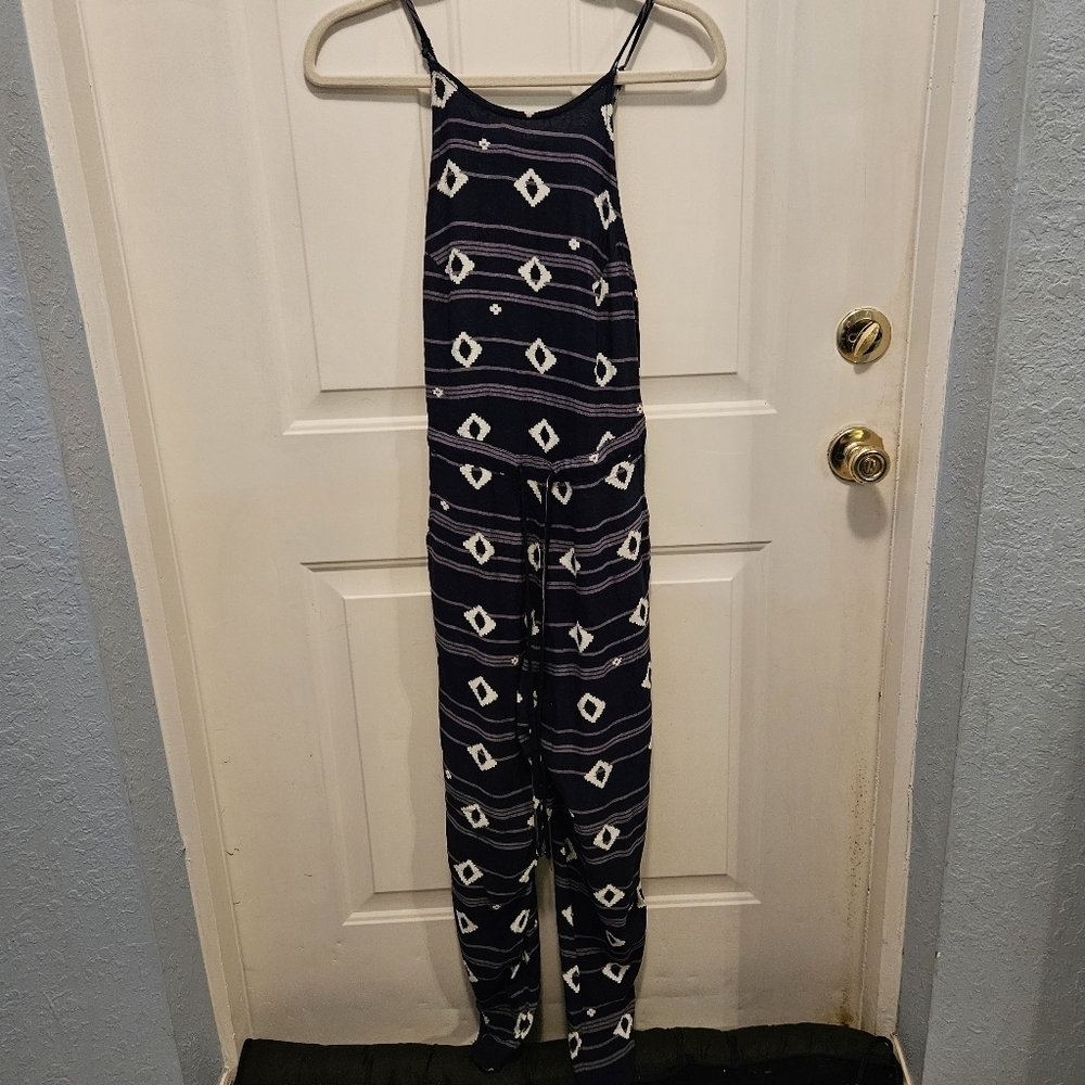 Roxy Dakota Romper Jumpsuit Overall Navy White Size XS